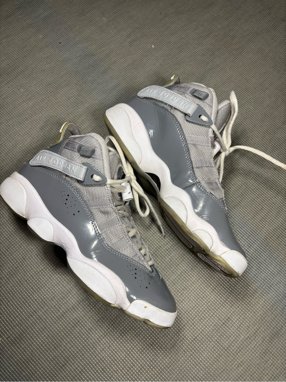 Jordan 6 Rings GS Cool Grey White Patent Leather Sneakers 323419-015 Youth 5.5Y